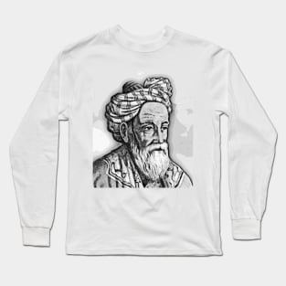 Omar Khayyam Black and White Portrait | Omar Khayyam Artwork 2 Long Sleeve T-Shirt